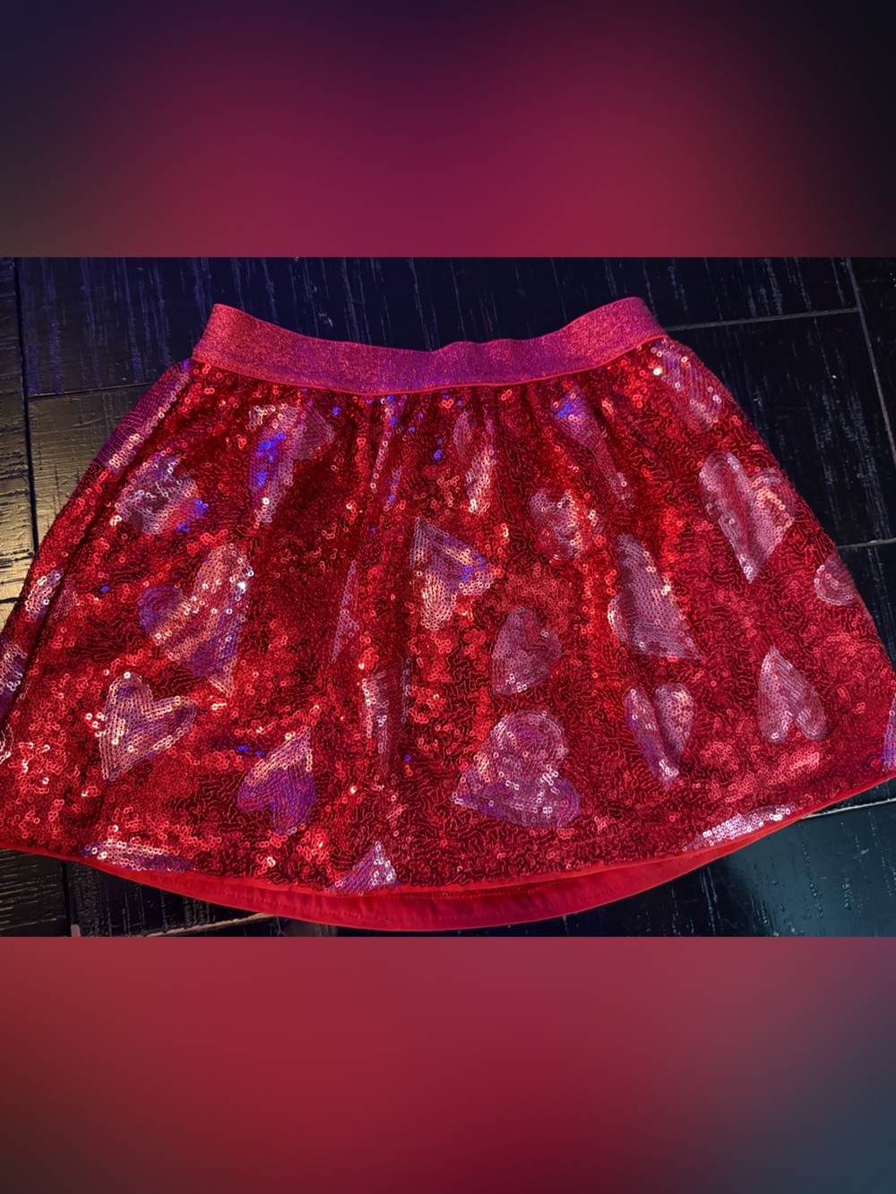 Cat & Jack Red Sequin Heart Party Shirt size 7 worn once